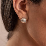Silver Toned Half Hoop Textured Earrings • Etnic Huggie Hoop Earrings • Handmade Silver Semi Hoop Earrings • Bohemian Gift Earrings