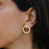 Handmade Gold Spiral Textured Stud Earrings - Statement Disc Design • Earrings Gift for Women
