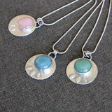 Silver Necklace ,Round Pendant Necklace, Silver Statement Necklace, Statement Necklace For Women, Gemstone Pendant Necklace, Gift For Her