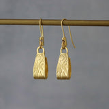 Handmade Gold Floral Dangle Earrings • Unique Art Nouveau Statement Jewelry Gift for Mom