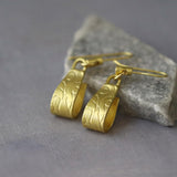 Handmade Gold Floral Dangle Earrings • Unique Art Nouveau Statement Jewelry Gift for Mom