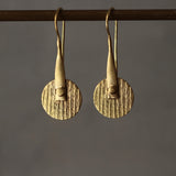 Artisan Crafted Geometric Round Gold Disc Earrings - Bold & Textured • Statement Jewelry • Gift For Woman Wife Girlfreind