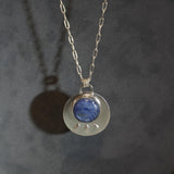 Kyanite Silver Pendant Necklace • Silver Round Blue Stone Necklace