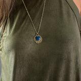 Kyanite Silver Pendant Necklace • Silver Round Blue Stone Necklace