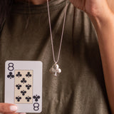 Long Silver Necklace with Ace of Clubs Pendant - Handmade Jewelry • Silver Pendant Necklace