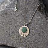 Silver Necklace ,Round Pendant Necklace, Silver Statement Necklace, Statement Necklace For Women, Gemstone Pendant Necklace, Gift For Her