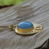 Aquamarine Birthstone Pendant Necklace • Gold Round Pendant Necklace • Statement Necklace • Large Lotus Necklace • March Gift For Her.