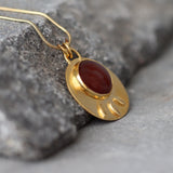 Carnelian Birthstone Pendant Necklace • Gold Round Pendant Necklace • Large Lotus Statement Necklace • Handcrafted July Gift For Her