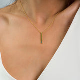 Dainty Handmade Birthstone Bar Necklace - Minimalist Layering Necklace, Vertical Bar Necklace, Lapis Bar Charm, Luck Gift, Lapis Necklace.