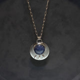 Kyanite Silver Pendant Necklace • Silver Round Blue Stone Necklace