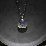 Kyanite Silver Pendant Necklace • Silver Round Blue Stone Necklace