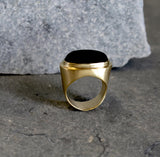 Gold Black Onyx Oval Ring - February Birthstone Cocktail Jewelry • Statement Big Ring • Gemstone Ring • Gold Ring Gift or Women