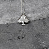 Long Silver Necklace with Ace of Clubs Pendant - Handmade Jewelry • Silver Pendant Necklace