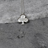 Silver Ace of Clubs Long Pendant Necklace - Unique Handcrafted Design • Clubs Symbol Charm Necklace • Playing Card Jewellery • Luck Gift