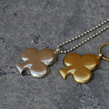 Handcrafted Gold Ace of Clubs Long Pendant Necklace
