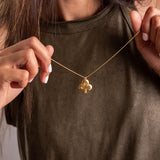 Handcrafted Gold Ace of Clubs Long Pendant Necklace