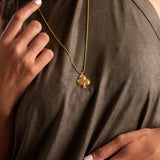 Handcrafted Gold Ace of Clubs Long Pendant Necklace for Luck • Club Symbol Pendant Necklace