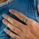 Emerald Spiral Sterling Silver Ring - Handcrafted Minimalist Jewelry • Dainty Open Wrap Ring • Emerald Birthstone Gift Ring For Women