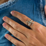 Emerald Spiral Sterling Silver Ring - Handcrafted Minimalist Jewelry • Dainty Open Wrap Ring