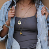 Handcrafted Gold Ace of Clubs Long Pendant Necklace for Luck • Club Symbol Pendant Necklace