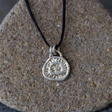 Handmade Sterling Silver Coin Necklace: Organic Pendant, Nature-Inspired