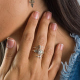 Emerald Spiral Sterling Silver Ring - Handcrafted Minimalist Jewelry • Dainty Open Wrap Ring