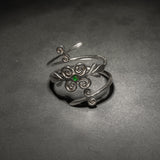 Emerald Spiral Sterling Silver Ring - Handcrafted Minimalist Jewelry • Dainty Open Wrap Ring