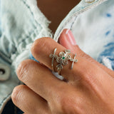 Emerald Spiral Sterling Silver Ring - Handcrafted Minimalist Jewelry • Dainty Open Wrap Ring