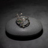 Emerald Spiral Sterling Silver Ring - Handcrafted Minimalist Jewelry • Dainty Open Wrap Ring