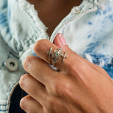 Emerald Spiral Sterling Silver Ring - Handcrafted Minimalist Jewelry • Dainty Open Wrap Ring