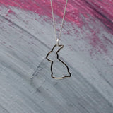 Sterling Silver Bunny Outline Necklace • Lightweight and Elegant Rabbit Pendant