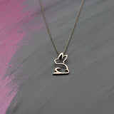 Tiny Rabbit Necklace • Dainty Bunny Pendant in Gold or Silver