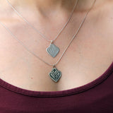 Vintage Engraved Heart Necklace • Sterling Silver Jewelry Gift • Dainty Hand-Engraved Pendant for Women