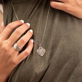 Oxidized Silver Heart Necklace • Vintage Engraved Pendant