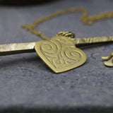 Engraved Gold Heart Necklace • Antique Style Pendant