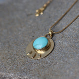 Turquoise Gold Necklace • December Birthstone Jewelry • Boho Gemstone Pendant • Handmade Gold Statement Necklace