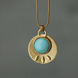 Turquoise Gold Necklace • December Birthstone Jewelry • Boho Gemstone Pendant • Handmade Gold Statement Necklace