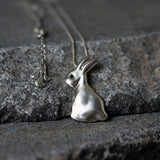 Sterling Silver 3D Rabbit Necklace • Large Bunny Pendant