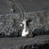 Gold Bunny Pendant Necklace • 3D Rabbit Necklace in Gold