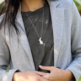 Sterling Silver 3D Rabbit Necklace • Large Bunny Pendant