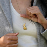 Gold Bunny Pendant Necklace • 3D Rabbit Necklace in Gold