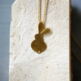 Large Gold Rabbit Pendant Necklace • Long Minimalist Bunny Jewelry