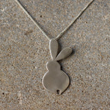 Large Gold Rabbit Pendant Necklace • Long Minimalist Bunny Jewelry