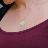 Engraved Gold Heart Necklace • Antique Style Pendant