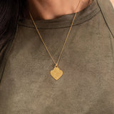 Engraved Gold Heart Necklace • Antique Style Pendant