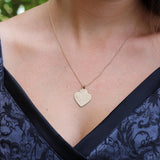 Engraved Gold Heart Necklace • Antique Style Pendant