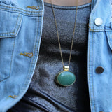 Aventurine pendant necklace, Boho statement necklace, Unique green stone necklace, Bohemian jewelry, Long necklace for women, Gift for her