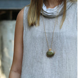 Long Gold Unakite Pendant Necklace: Handmade Gemstone Jewelry