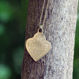 Vintage Engraved Heart Necklace • Sterling Silver Jewelry Gift • Dainty Hand-Engraved Pendant for Women