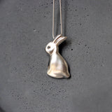Sterling Silver 3D Rabbit Necklace • Large Bunny Pendant